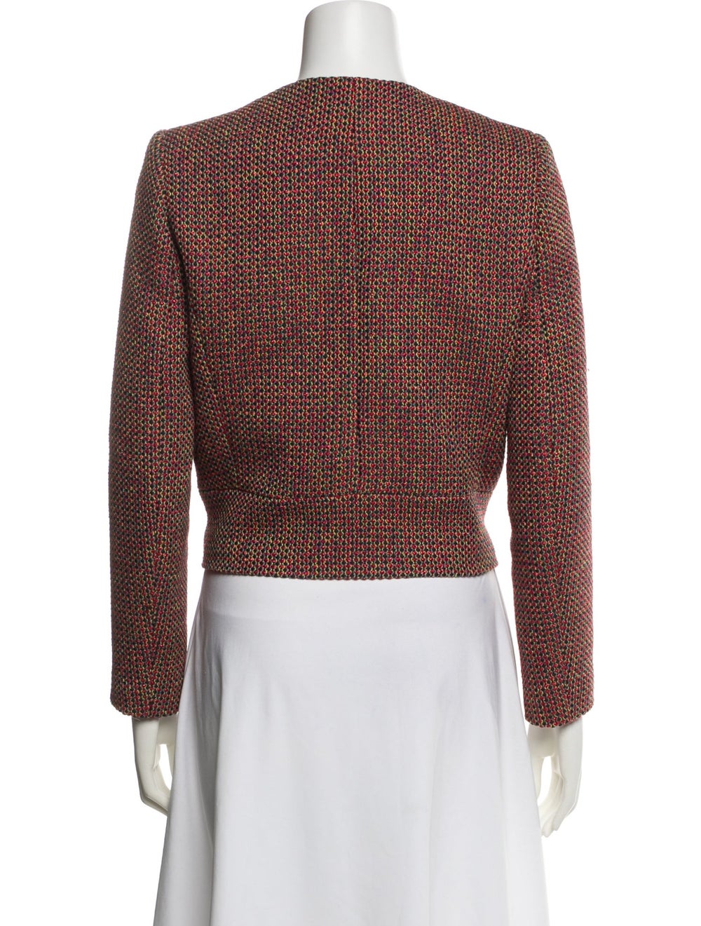 Sandro Evening Jacket Red Tweed Pattern Collarless - image 3