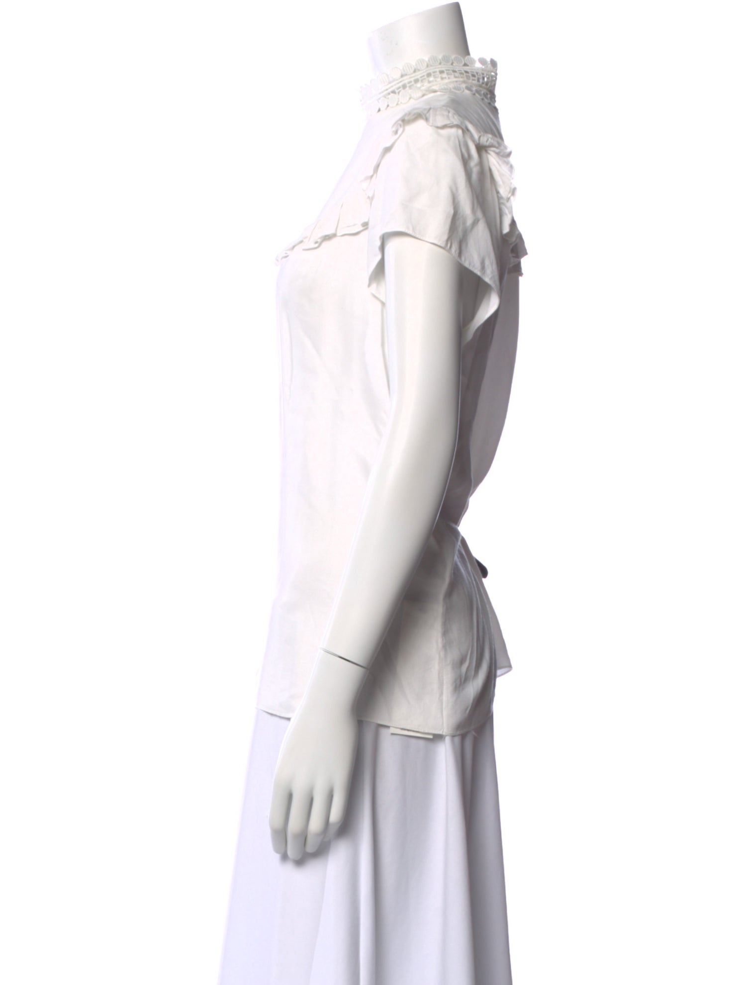 Sandro Mock Neck Short Sleeve Blouse