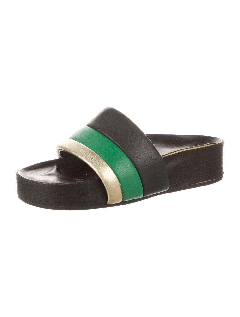 Sandro Leather Colorblock Pattern Slides - image 2