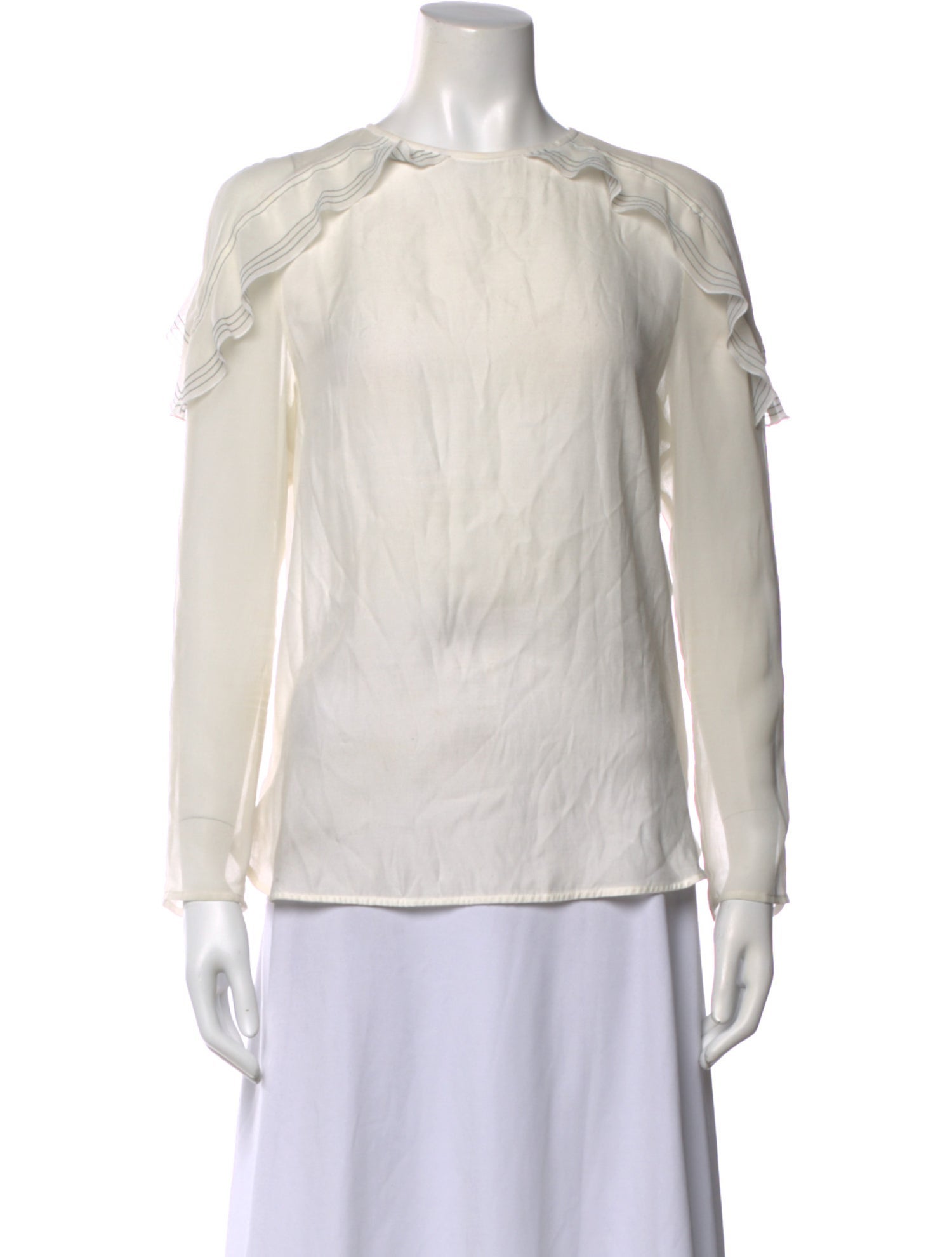 Sandro Crew Neck Long Sleeve Blouse