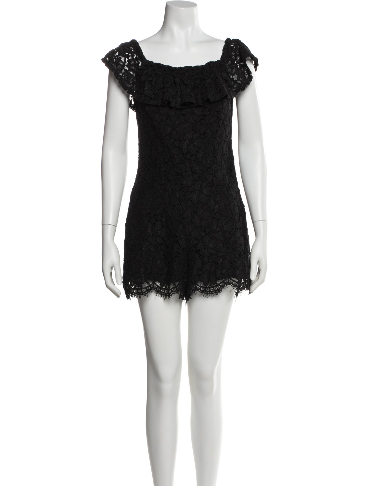 Sandro Lace Pattern Square Neckline Romper