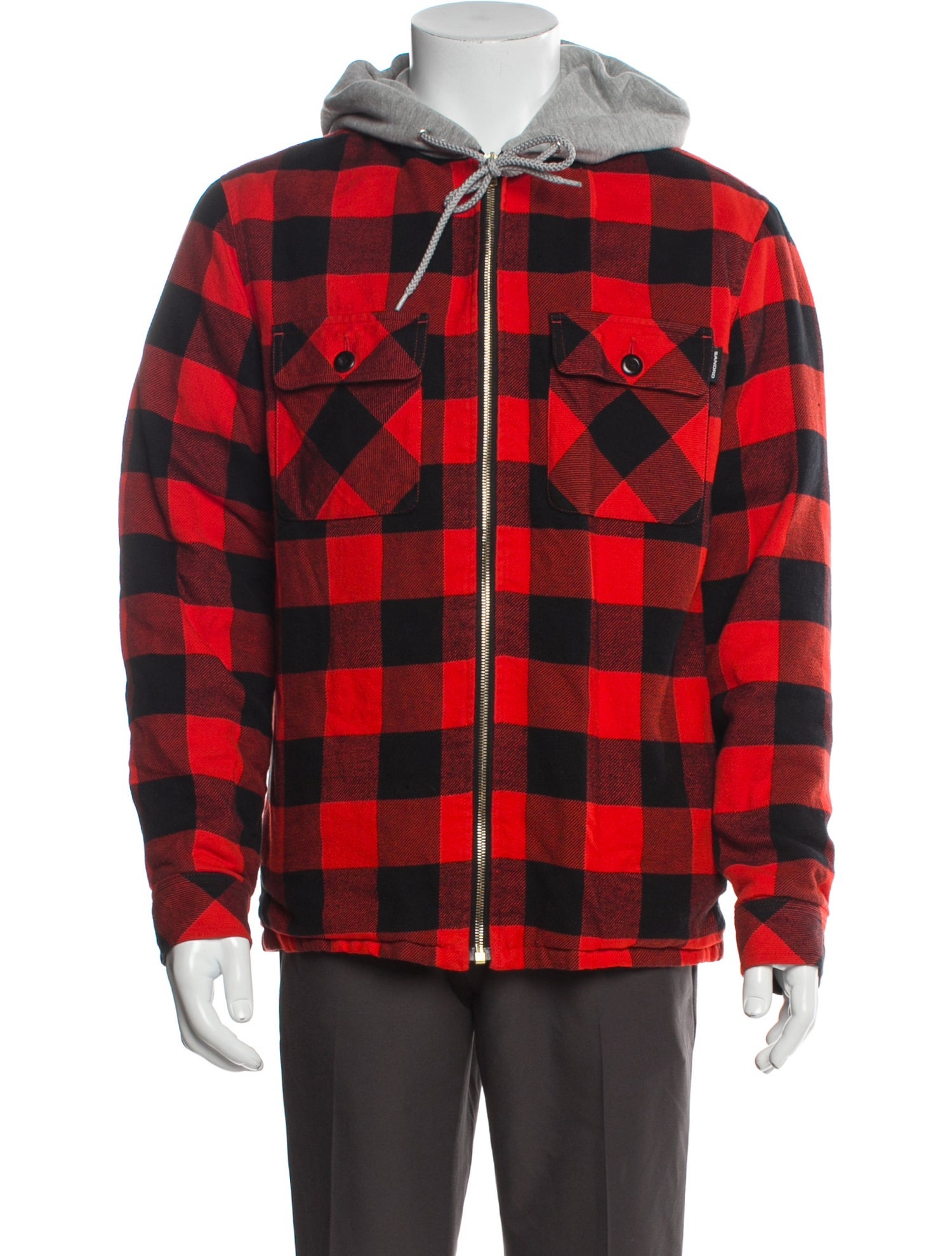 Sandro Plaid Print Puffer Coat
