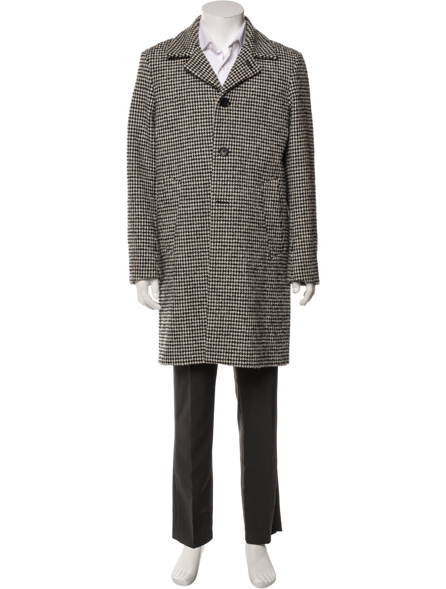 Sandro Houndstooth Print Overcoat