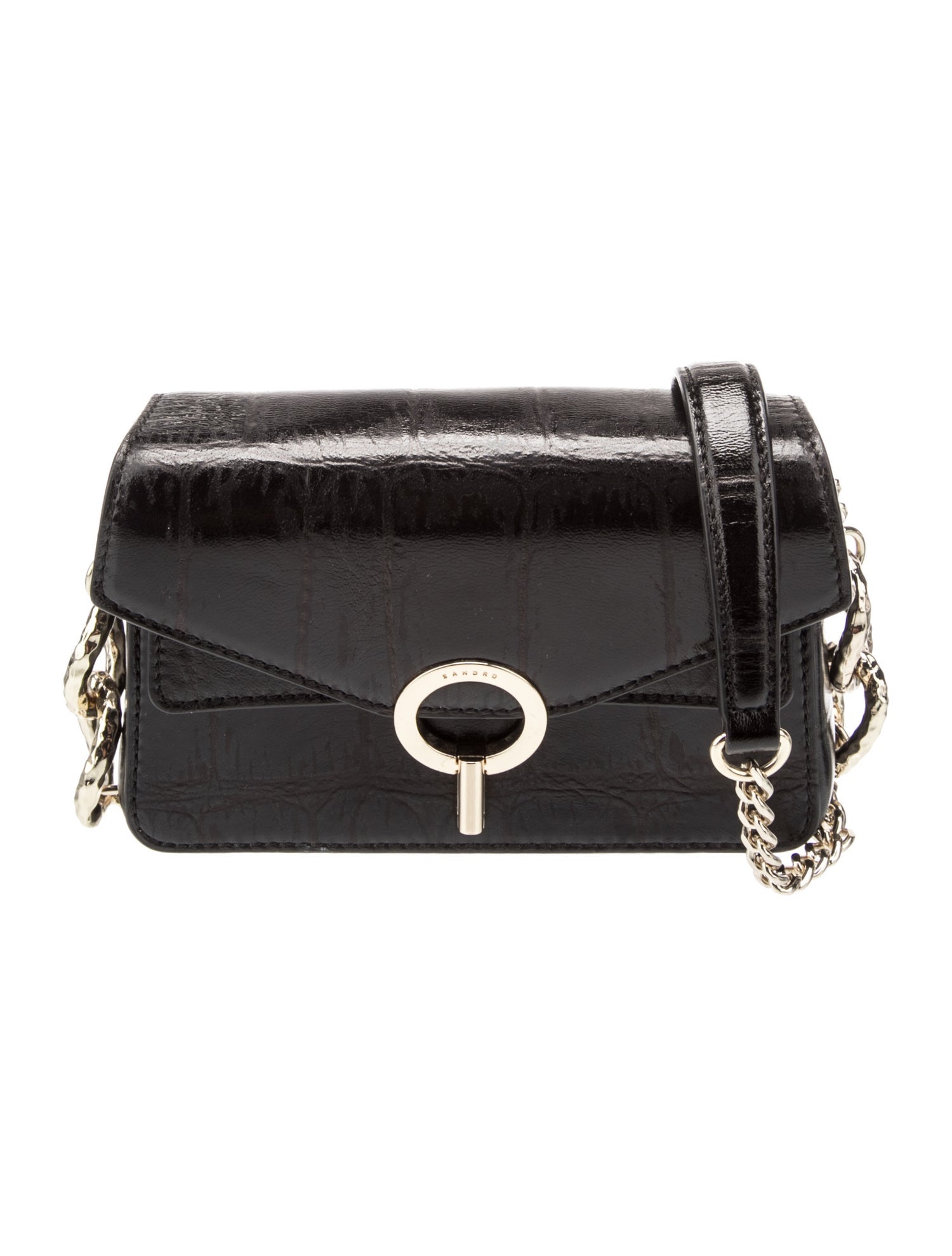 Sandro Embossed Leather Shoulder Bag