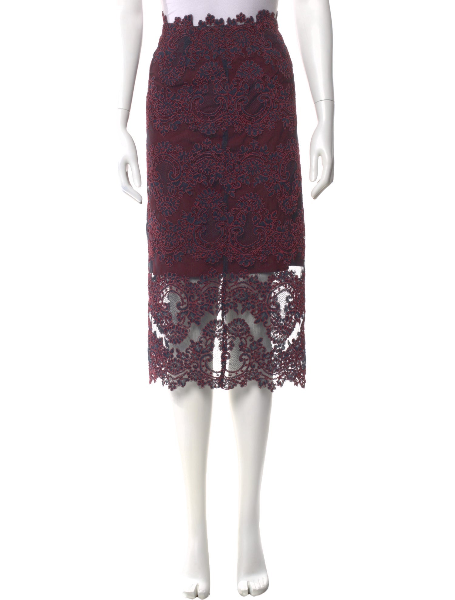 Sandro Lace Pattern Midi Length Skirt