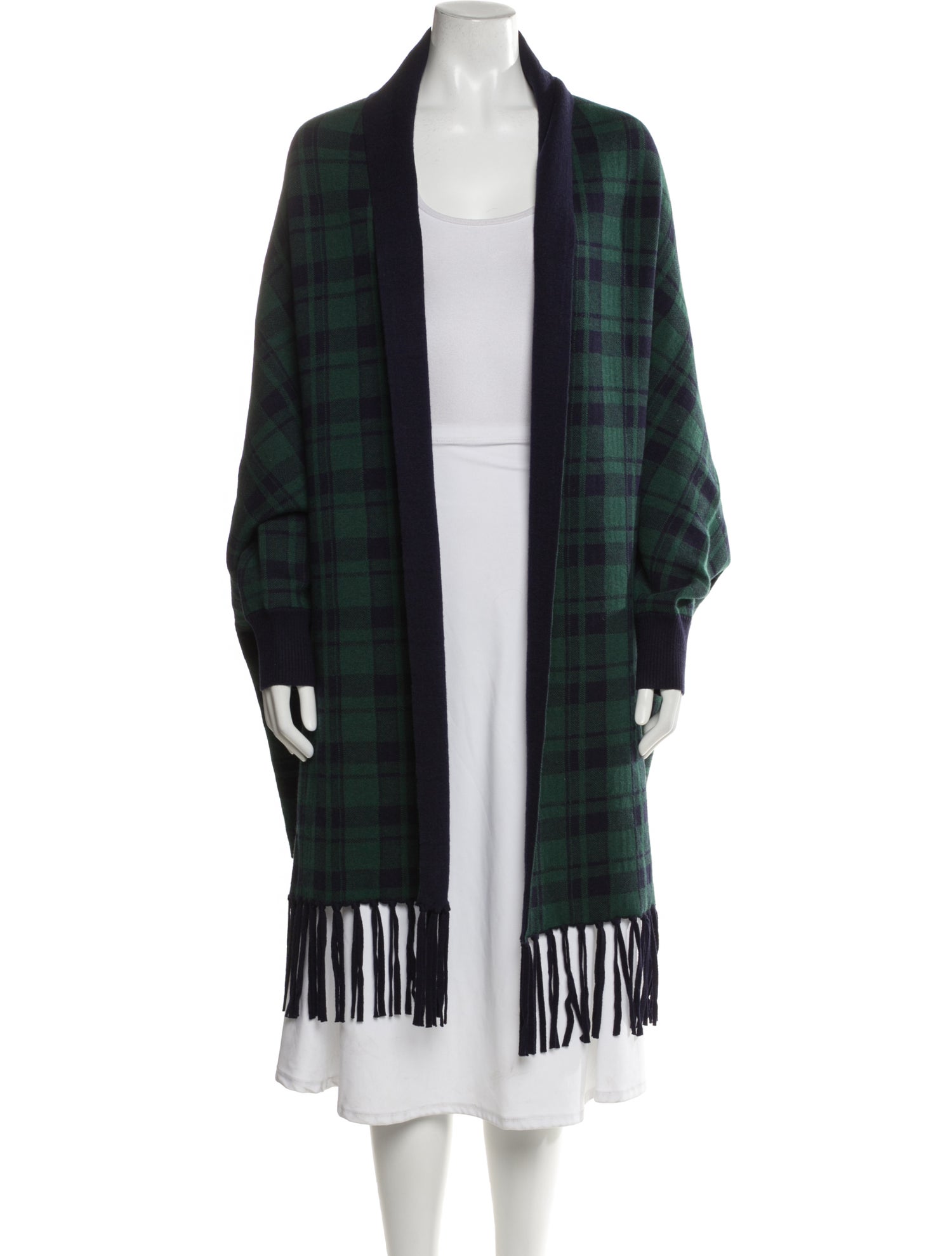 Sandro Plaid Print Open Front Sweater