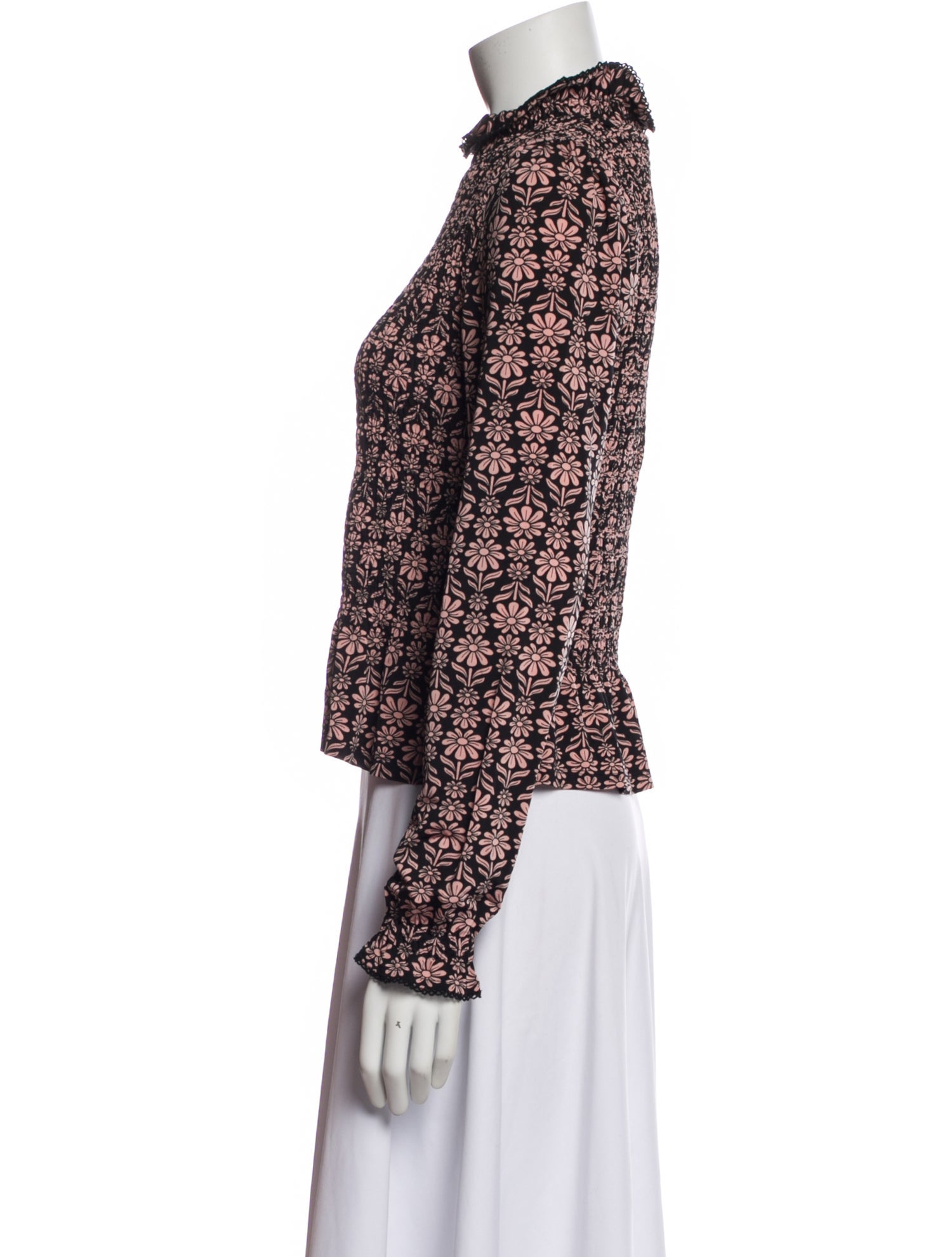 Sandro Floral Print Mock Neck Blouse