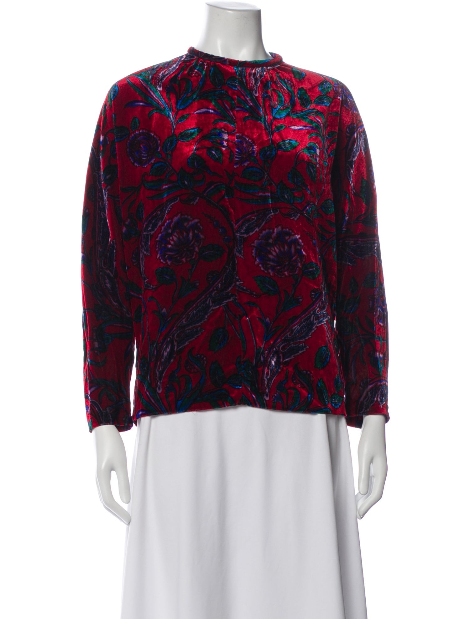 Sandro Floral Print Mock Neck Top