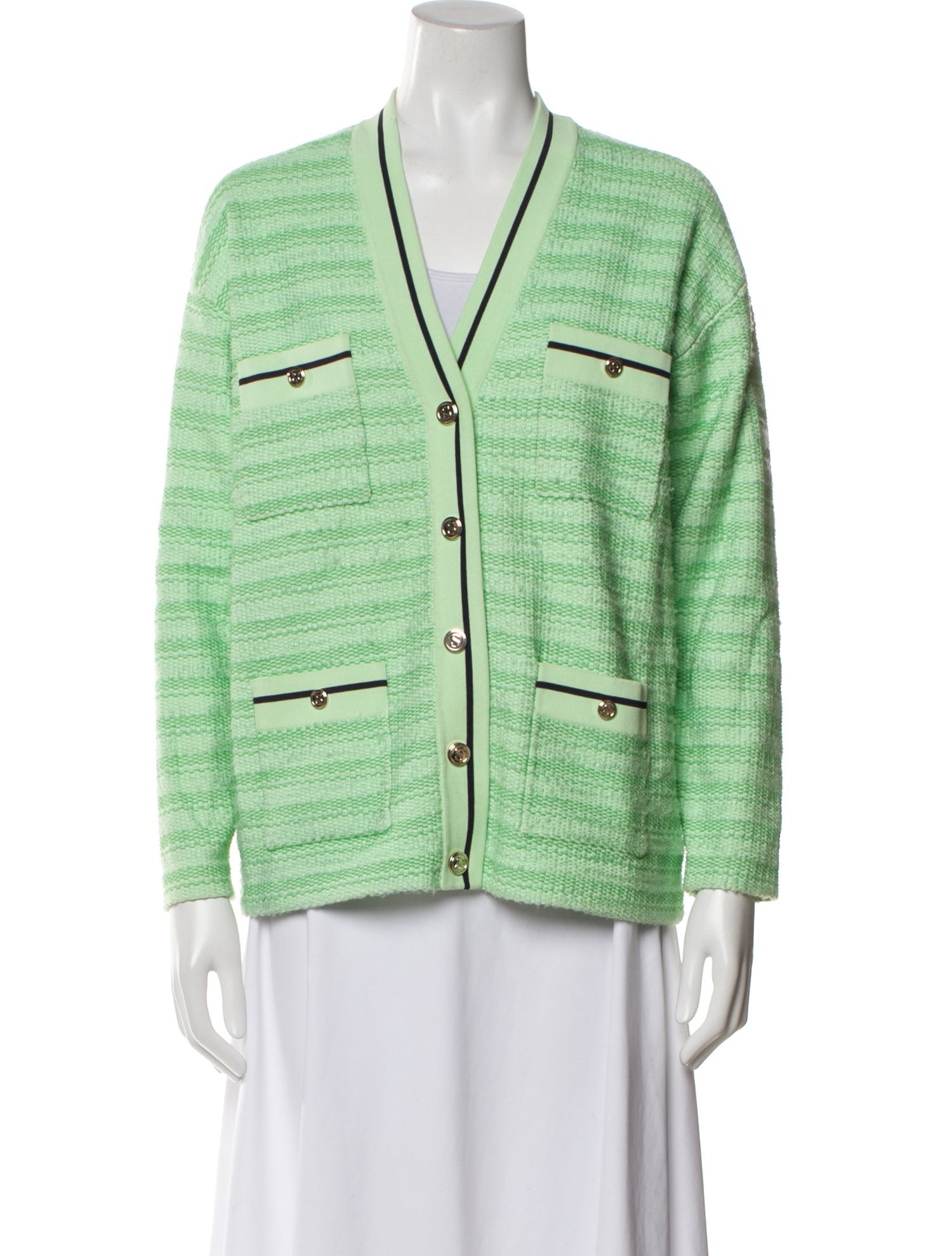 Sandro Striped V-Neck Sweater