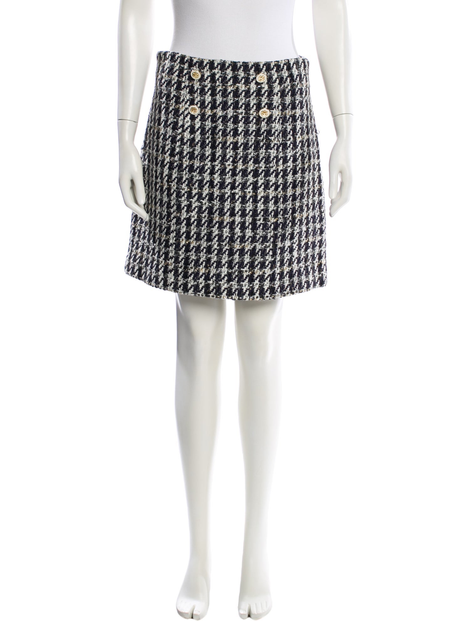 Sandro Houndstooth Print Mini Skirt