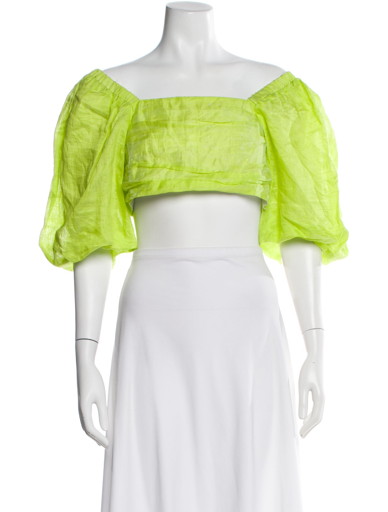 Sandro Linen Square Neckline Crop Top