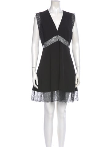 Pre-owned Sandro V-neck Mini Dress In Black