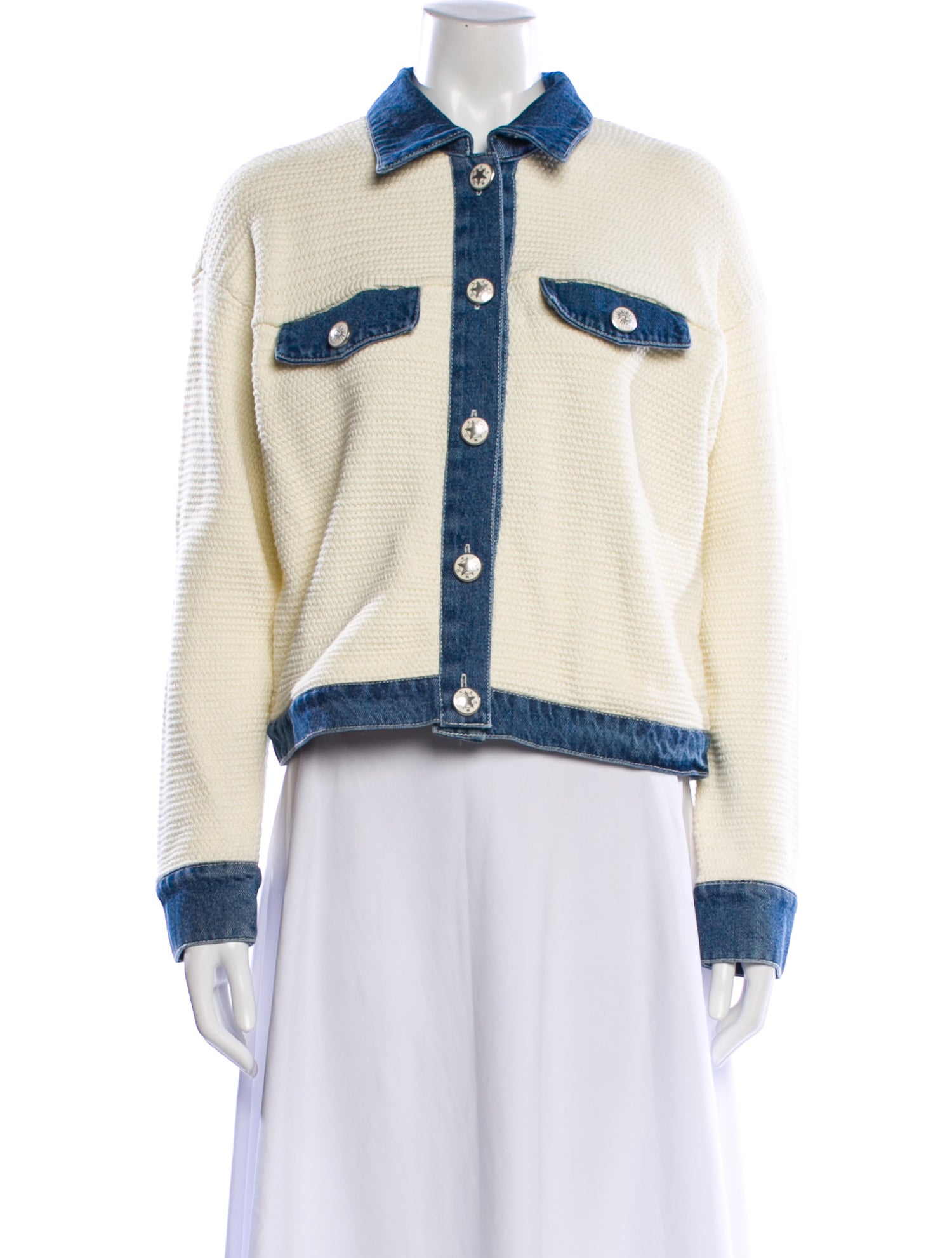 Sandro Tweed Pattern Denim Jacket