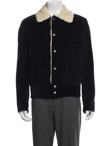 Pre-owned Sandro Striped Utility Jacket In Blue