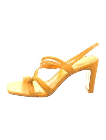 Pre-owned Sandro Leather Slingback Sandals In Yellow