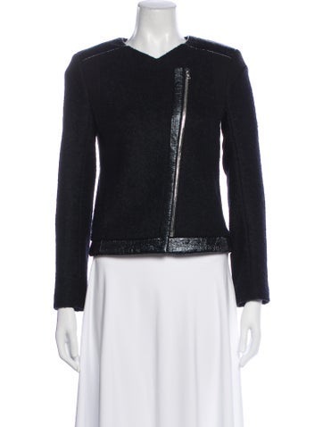 Pre-owned Sandro Wool Biker Jacket In Blue
