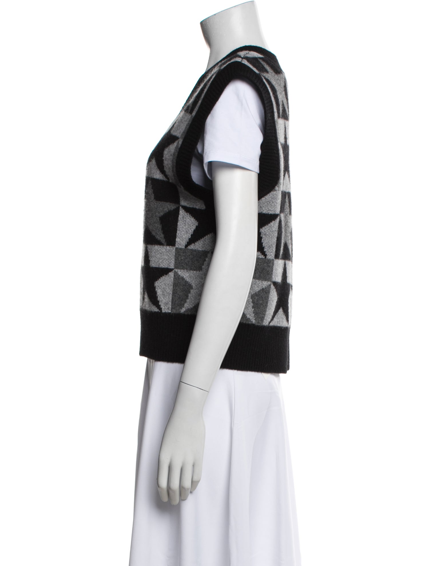 Sandro Wool Graphic Print Vest