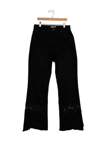 Pre-owned Sandro High-rise Flared Jeans In Black