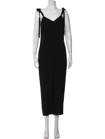 Pre-owned Sandro V-neck Jumpsuit In Black