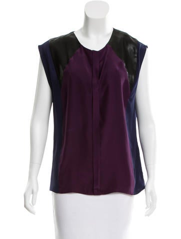 Sandro Silk Colorblock Top