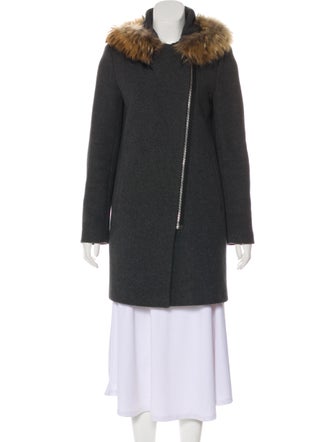 Sandro Fur-Trimmed Wool-Blend Coat