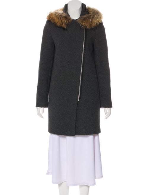 Sandro Fur-Trimmed Wool-Blend Coat
