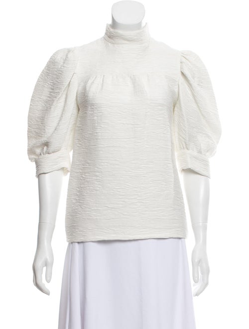 Sandro Textured Puff Sleeve Blouse White