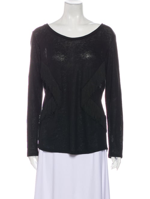 Sandro Linen Scoop Neck Top Black