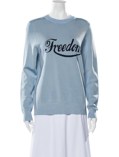 Sandro Graphic Print Crew Neck Sweatshirt Blue