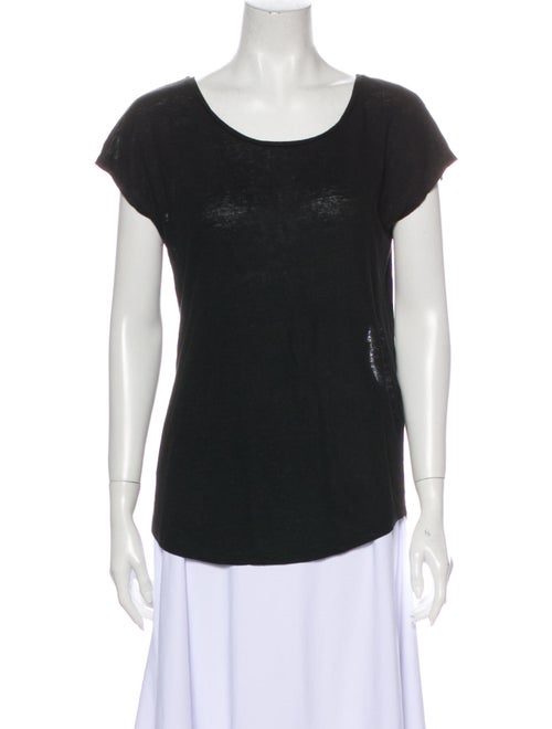 Sandro Linen Scoop Neck T-Shirt Black