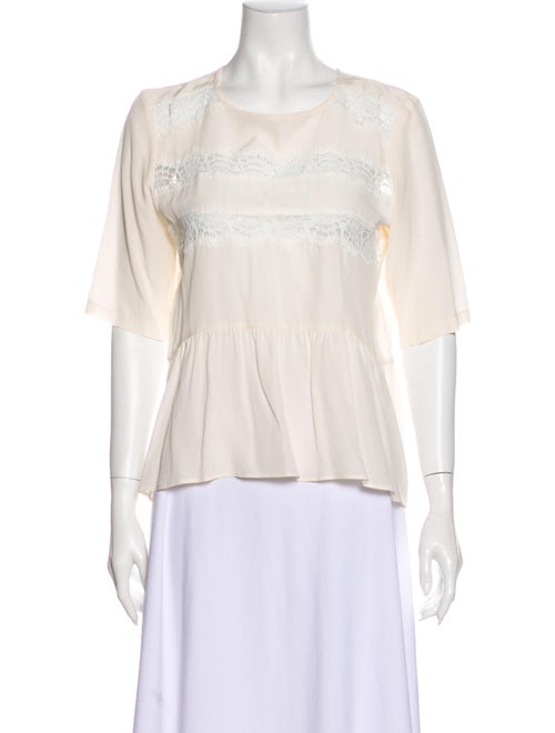 Sandro Silk Scoop Neck Blouse White