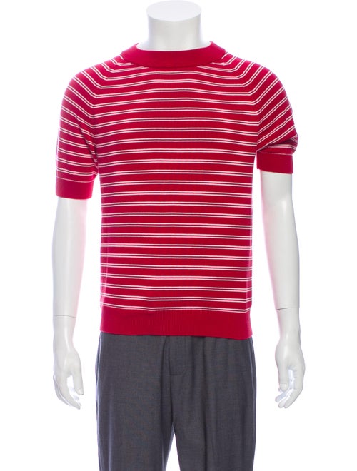 Sandro Silk Striped T-Shirt Red
