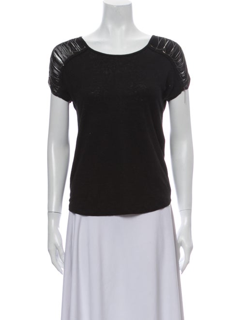 Sandro Linen Scoop Neck T-Shirt Black