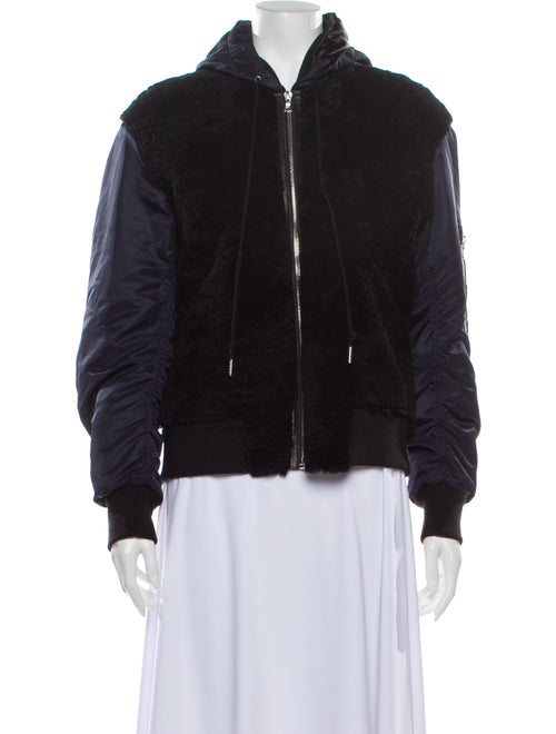 Sandro Leather Bomber Jacket White