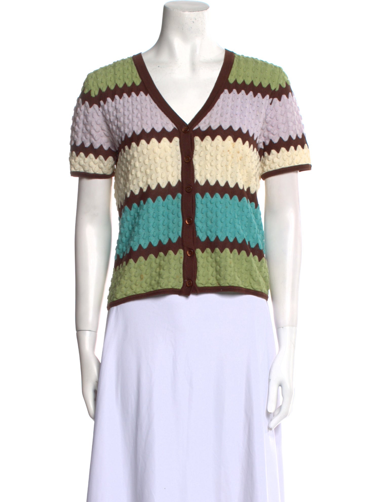 Sui by Anna Sui Striped V-Neck Sweater