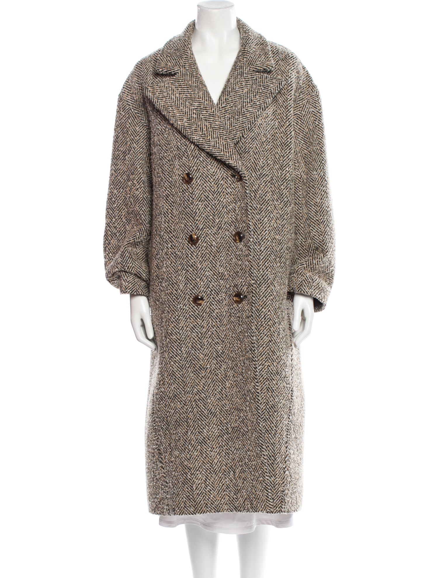 Saintart Tweed Pattern Faux Fur Coat