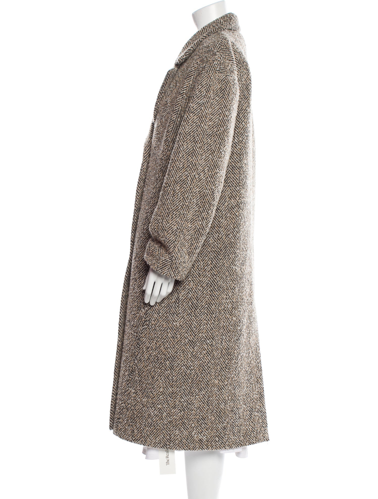 Saintart Tweed Pattern Faux Fur Coat