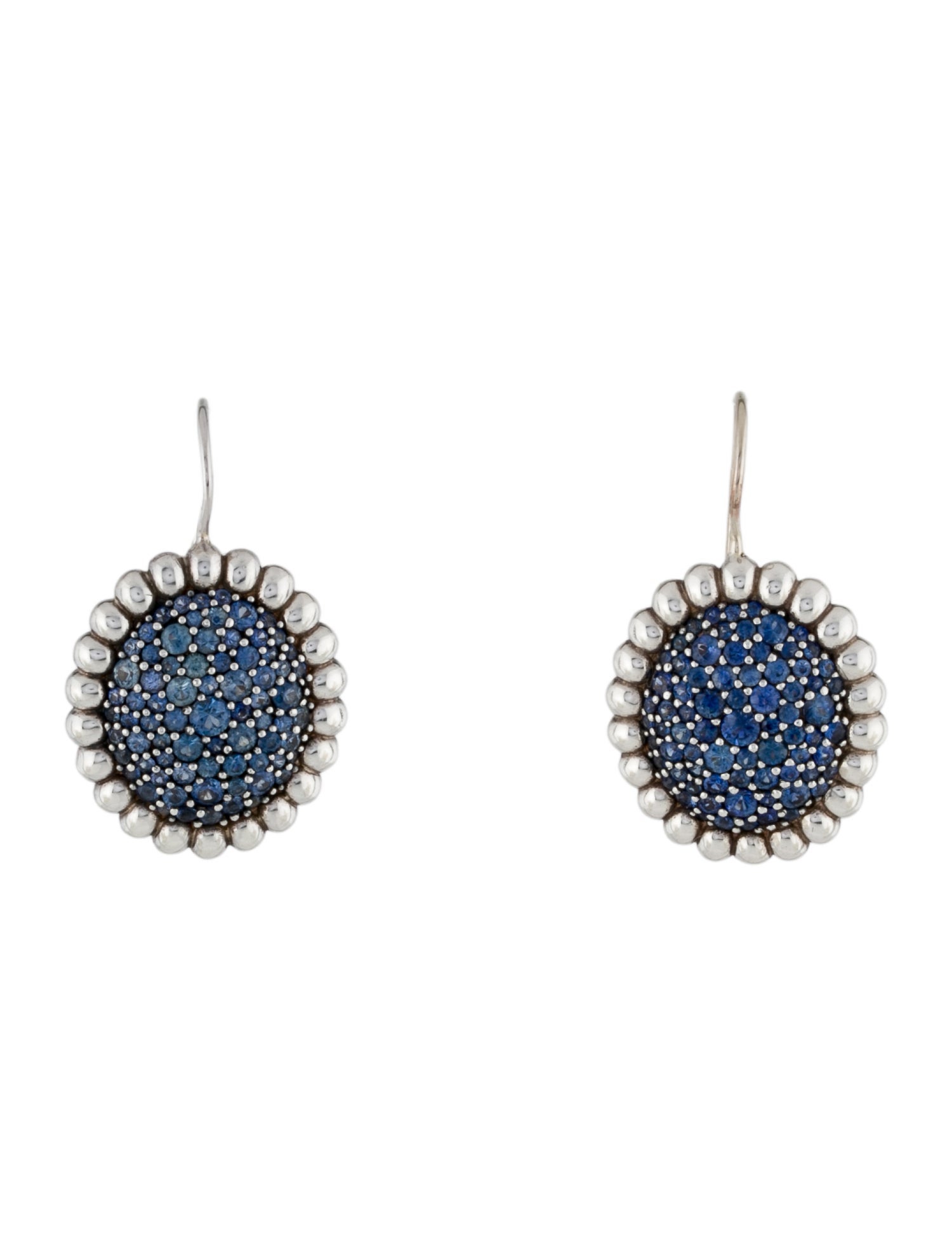 Slane Blue Sapphire Large Button Drop Earrings