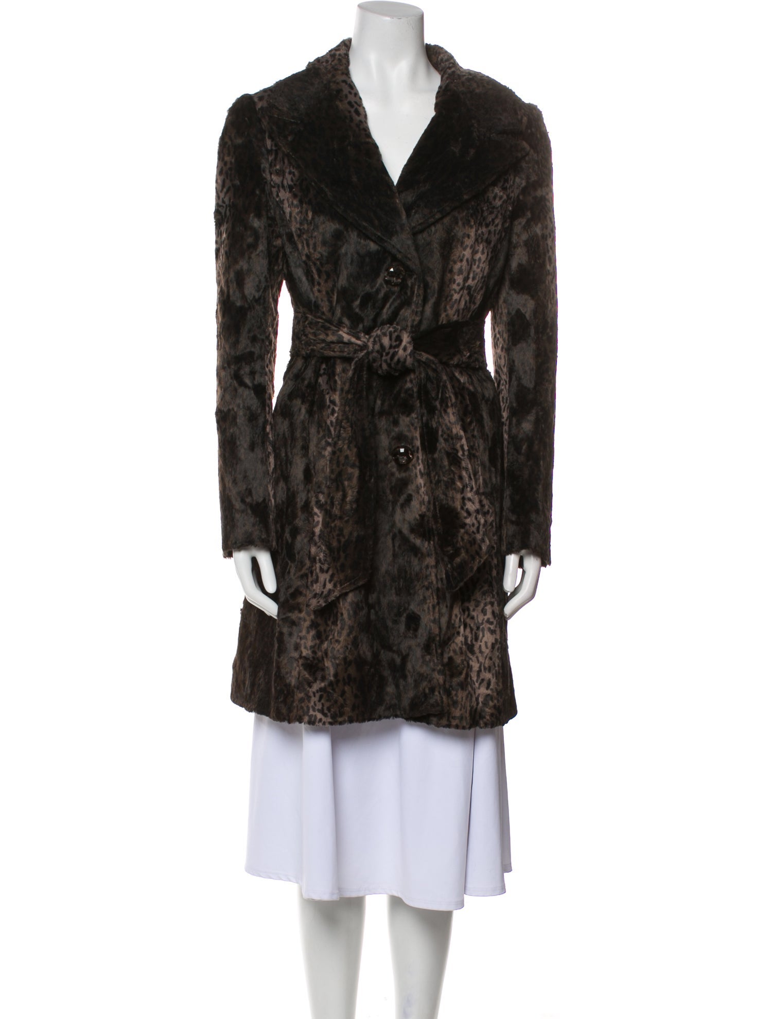 Sara Berman Animal Print Faux Fur Coat