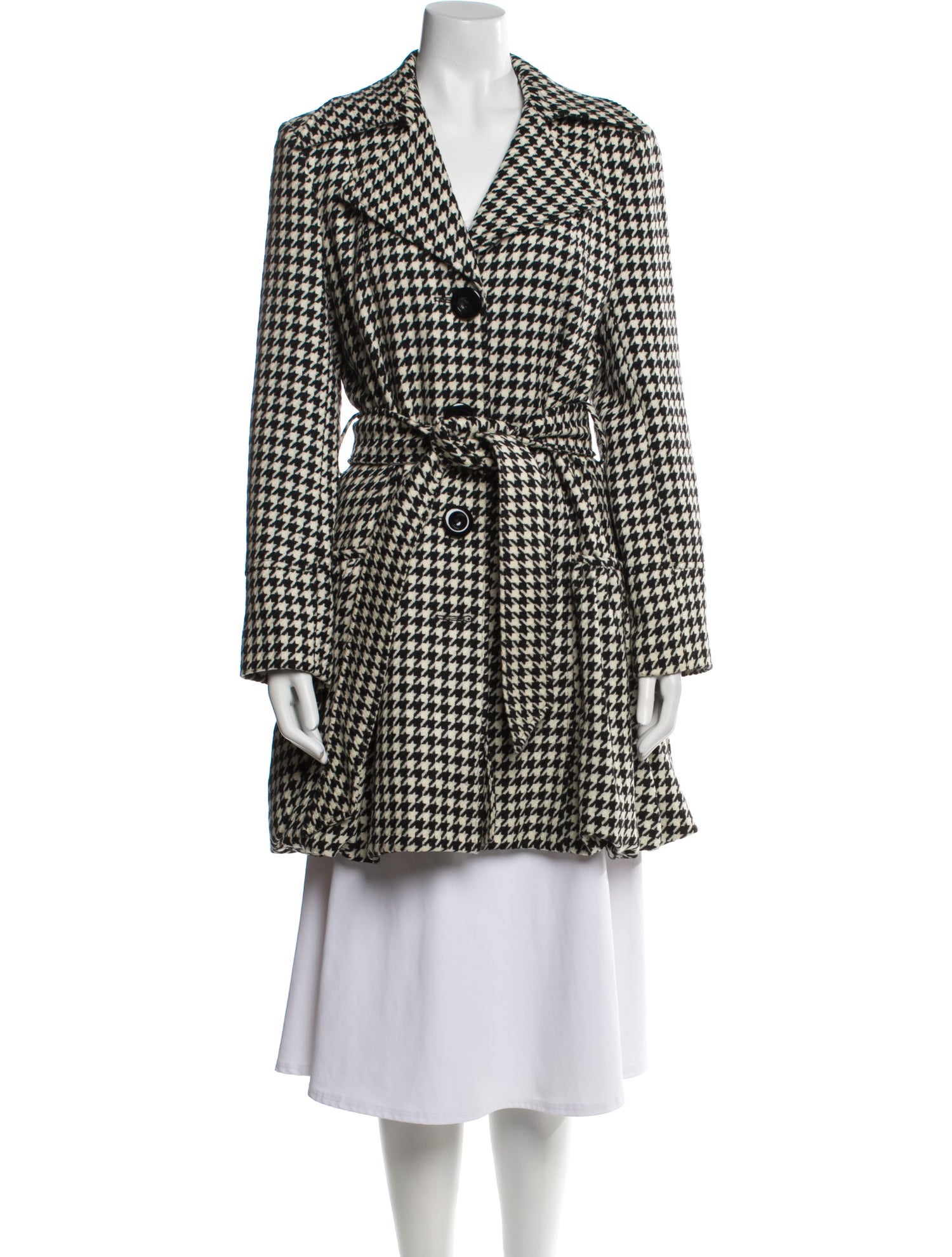 Sara Berman Wool Houndstooth Print Peacoat