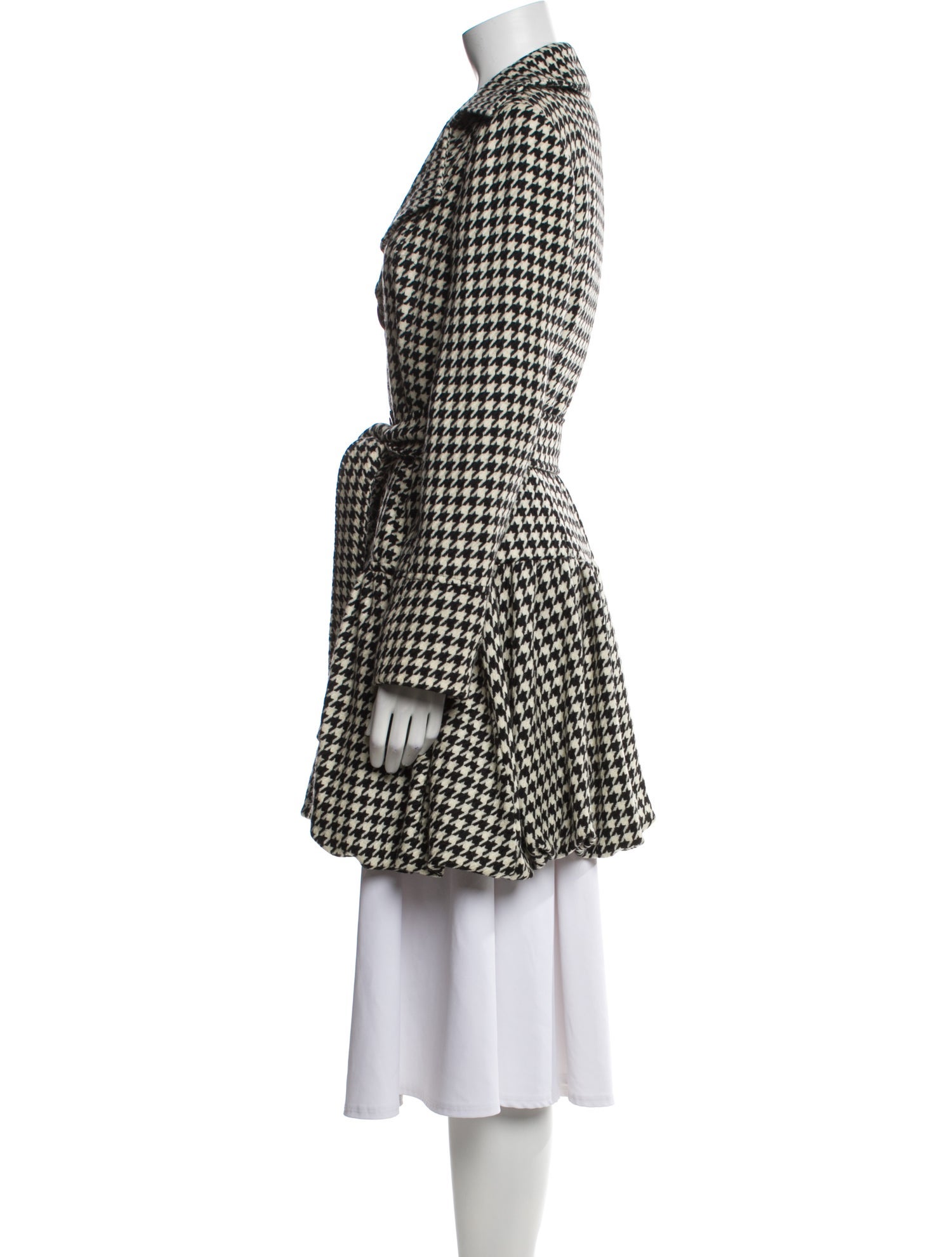 Sara Berman Wool Houndstooth Print Peacoat