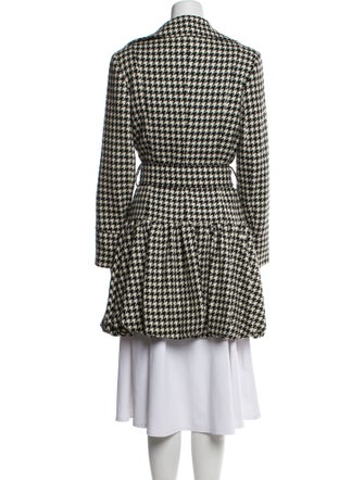 Sara Berman Wool Houndstooth Print Peacoat
