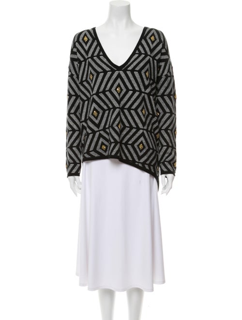 Sass & Bide Printed V-Neck Sweater Grey