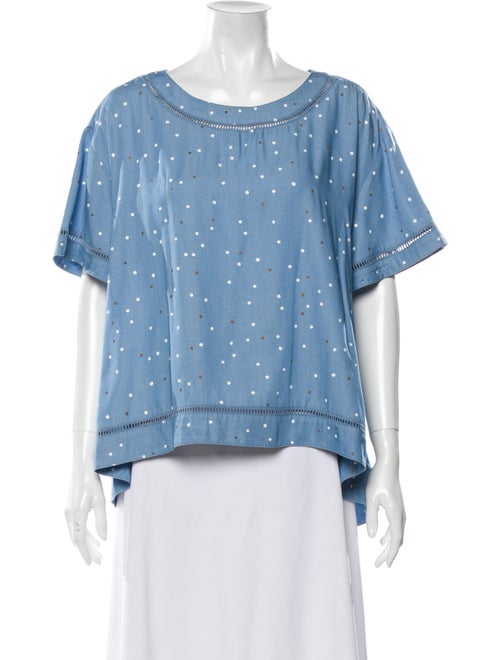Sass & Bide Scoop Neck Short Sleeve Top Blue