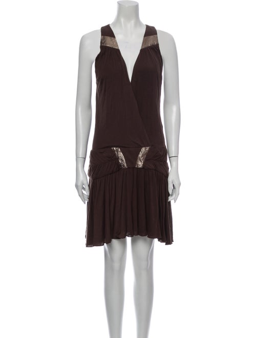 Sass & Bide V-Neck Mini Dress Brown