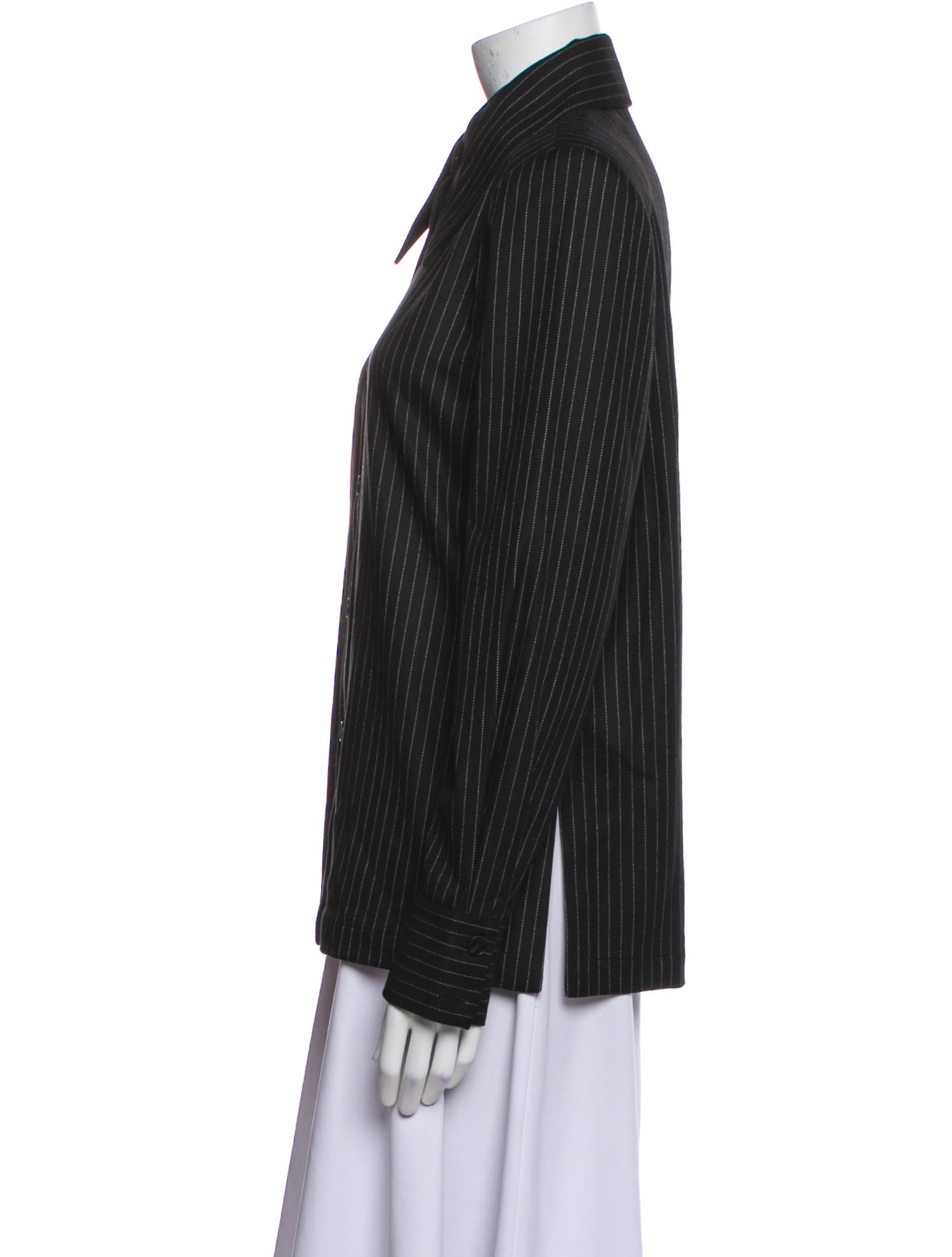 Saint Art Striped Long Sleeve Button-Up Top