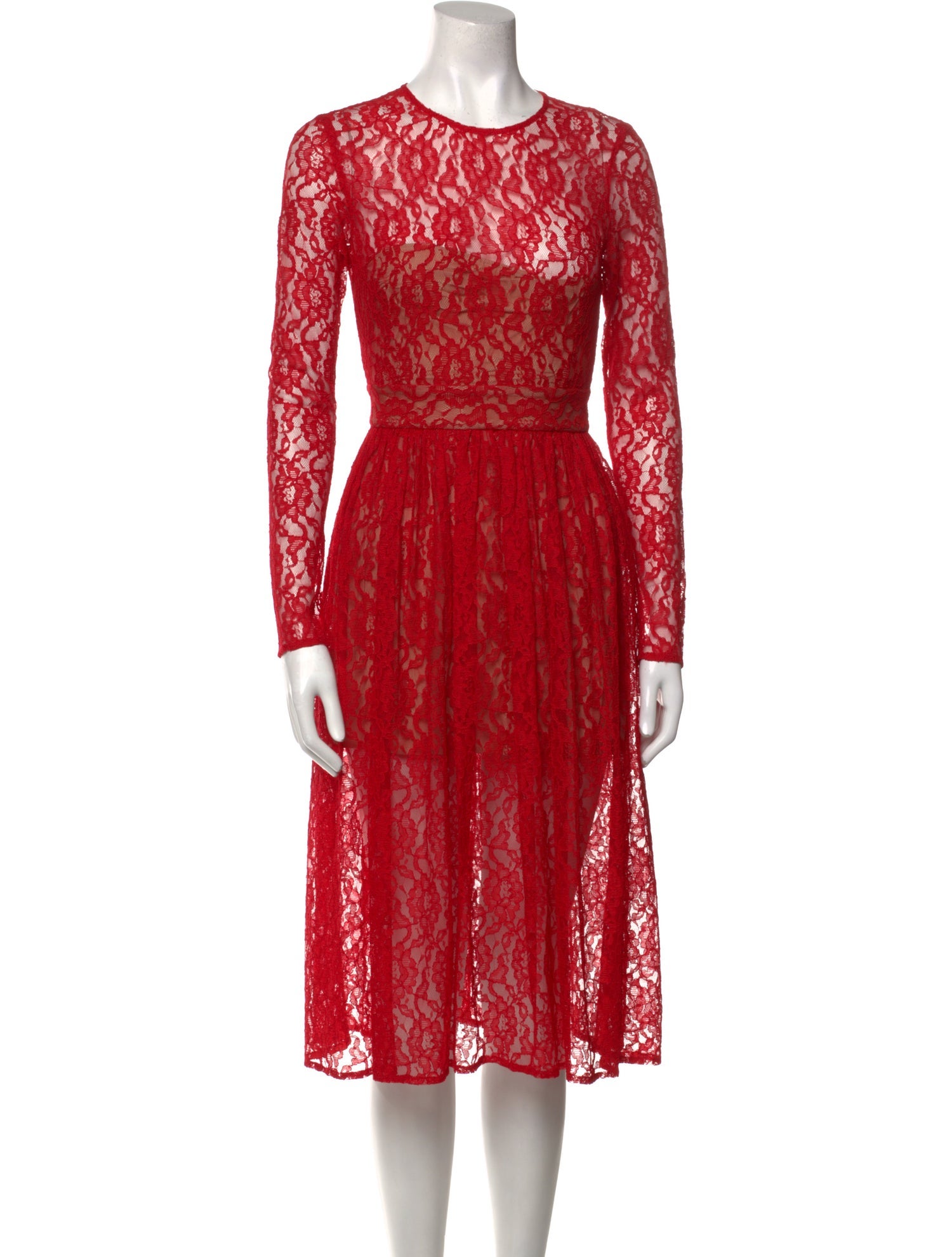 sau Lace Pattern Midi Length Dress