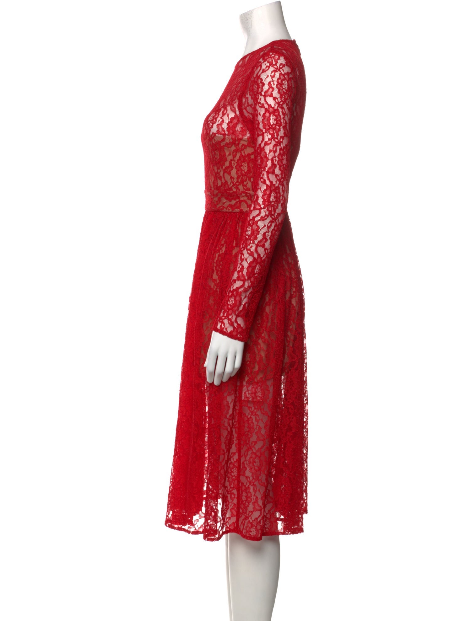 sau Lace Pattern Midi Length Dress