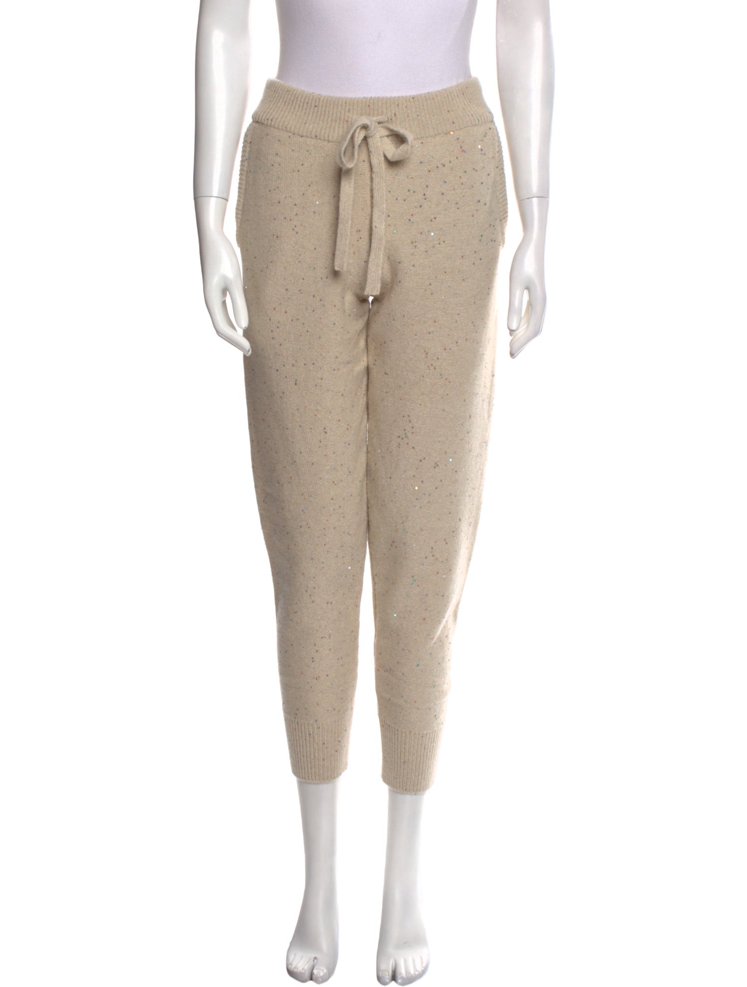 Santicler Cashmere Sequin Embellishments Sweatpants