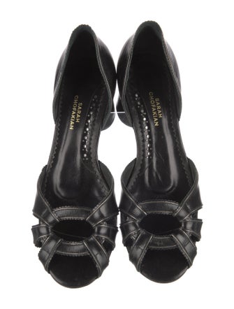 Sarah Chofakian Leather Cutout Accent D'Orsay Pumps